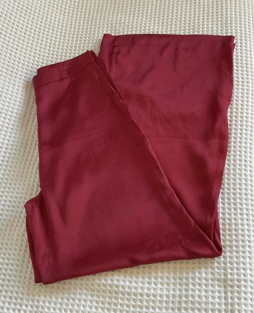 🔥-20%🔥 Pantalon Large Satiné – Bordeaux Profond T.S – photo 8